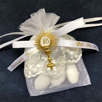 Lace Communion Favor Pouch with IHS Symbol and Personalization