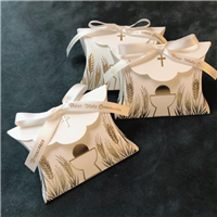 The scalloped Communion Favor Box features gold embossed design.
